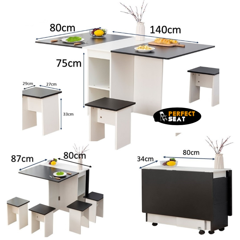 comedor plegable multiuso negro